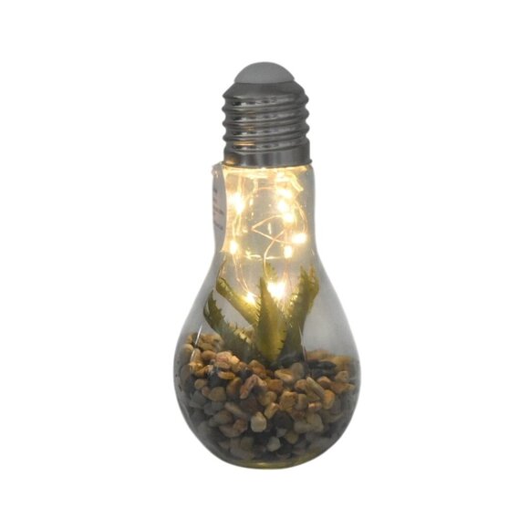 Faux Succulent LED Light Up Light Bulb Terrarium Home Decor Cheerful CHD798 NEW - Picture 1 of 6